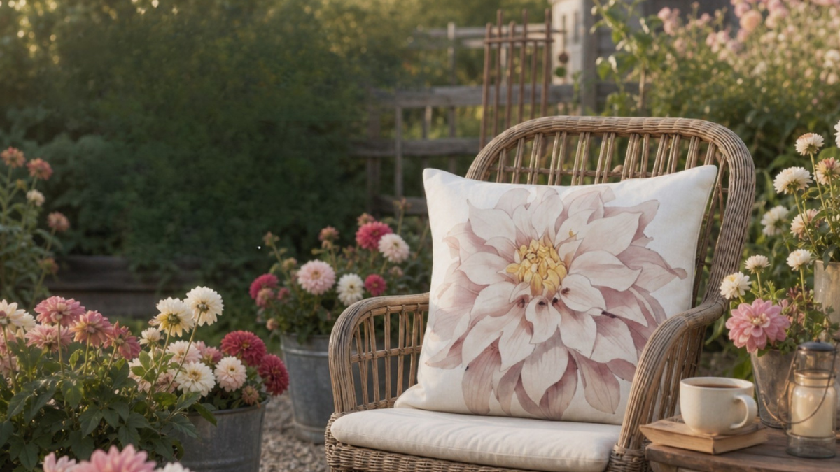 Cafe au Lait pillow on porch